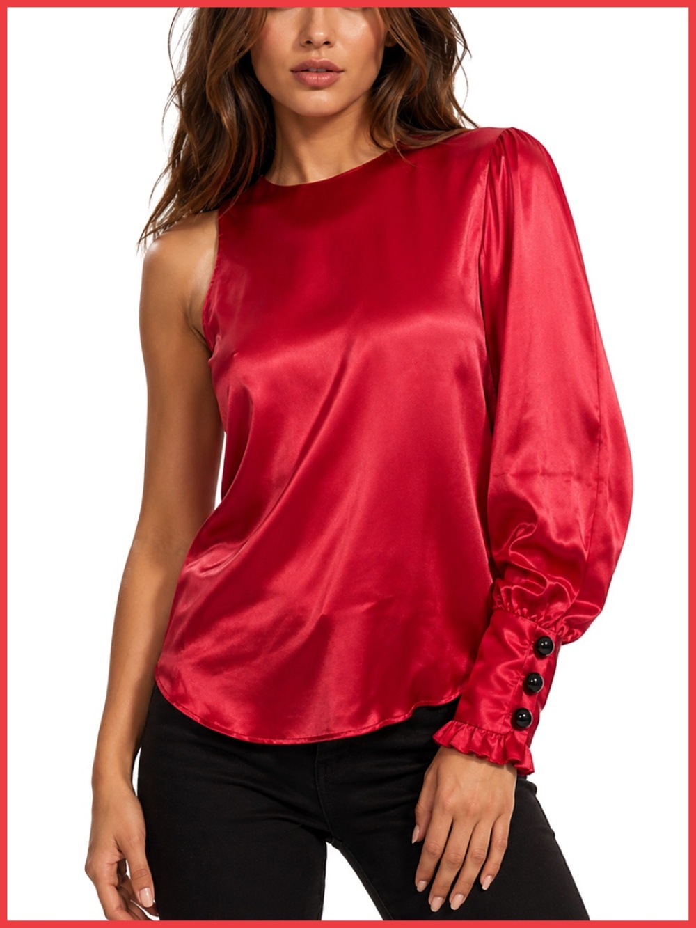 Mango Long Sleeve Magenta Pink Satin Blouse | Top